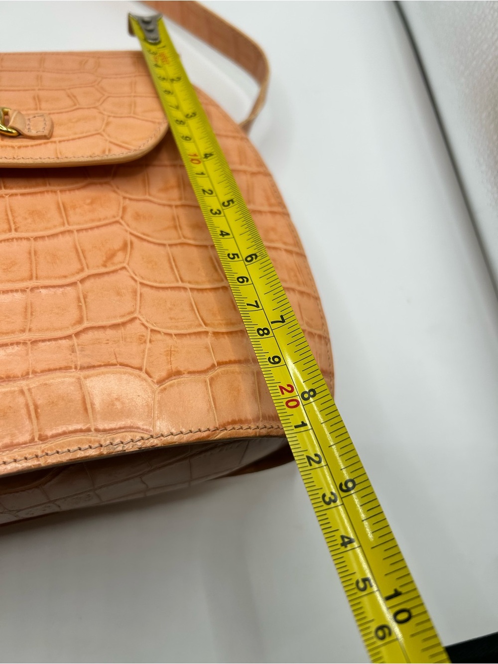 Escada Tan Crocodile-Embossed Crossbody Bag - Picture 14 of 14